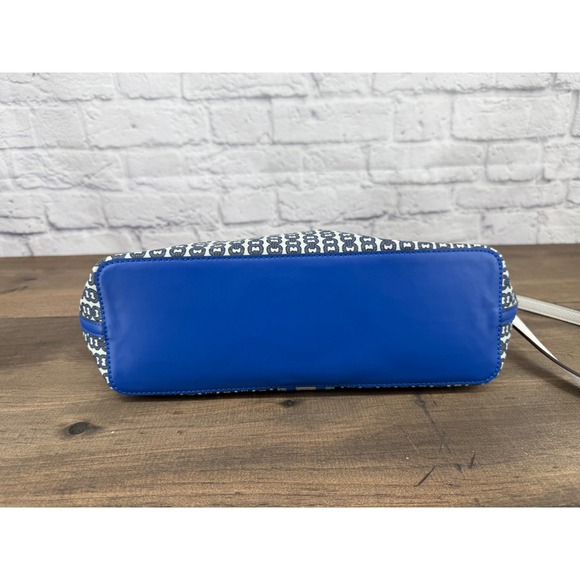 Tory Burch Gemini Link Small Tote Blue Coated Canvas Crossbody Bag Purse Carryon - Picture 6 of 16